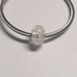 Clear White Striped Charm for Pandora Style‎ Bracelet
